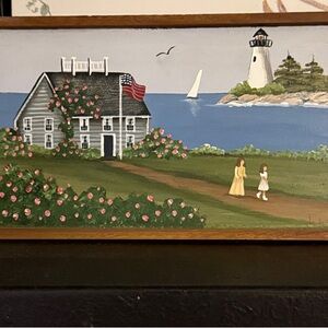 Hand-Painted Coastal Scene Tray